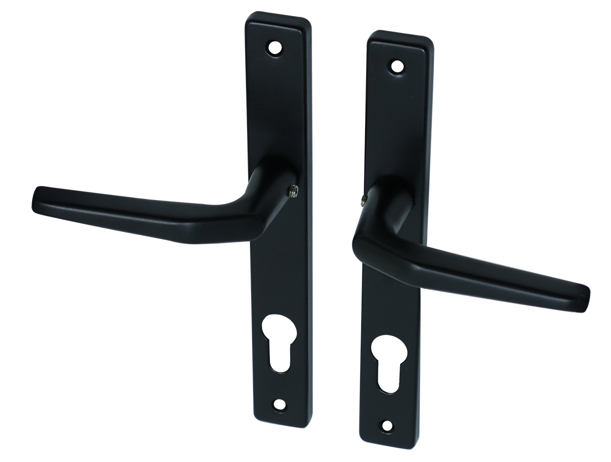 Deurkruk met schild Zwart PC85 - Recht model