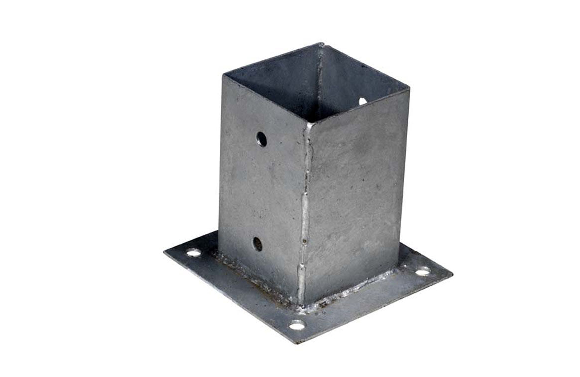 Paalhouder op plaat 10 x 10 x 15 cm - Per Stuk