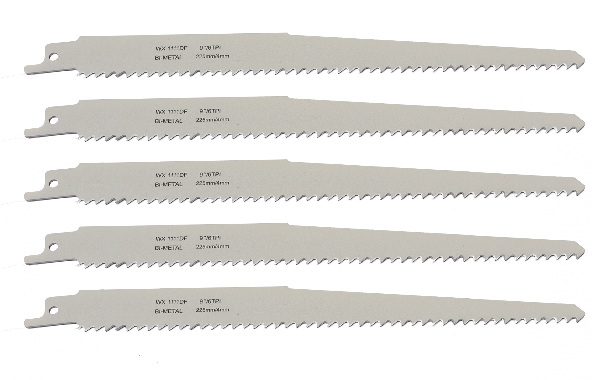 Reciprozaagbladen voor hout met spijkerresten 225 mm 1111DF - Set 5 stuks