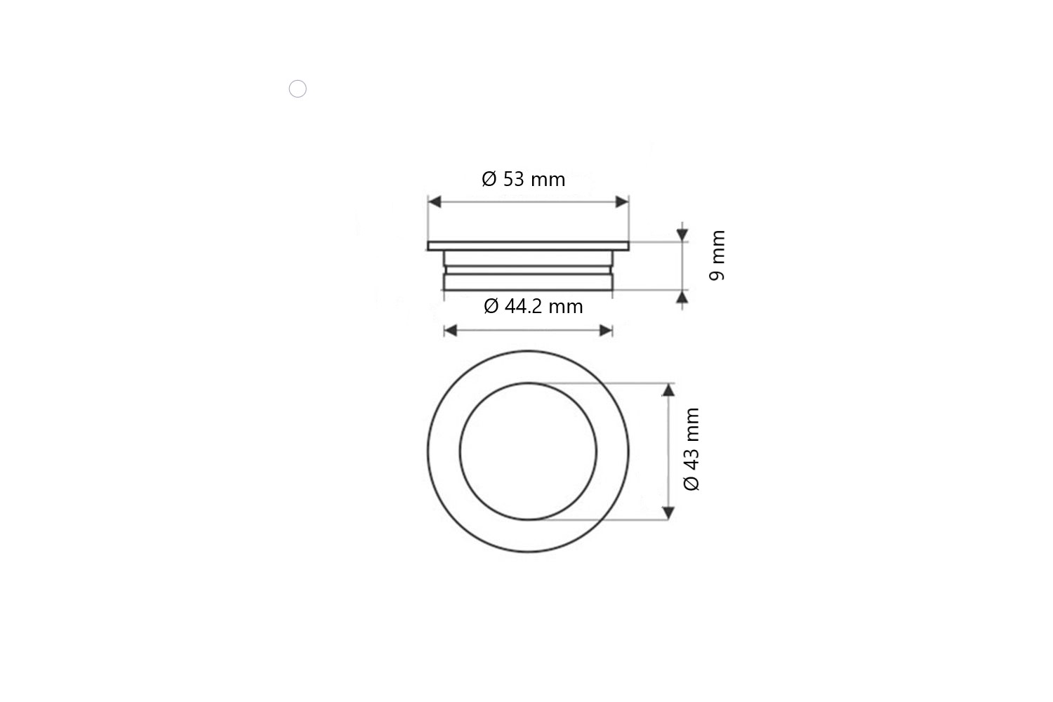 Komgreep Zwart Rond 53 mm - Per Stuk, foto 2 van 4