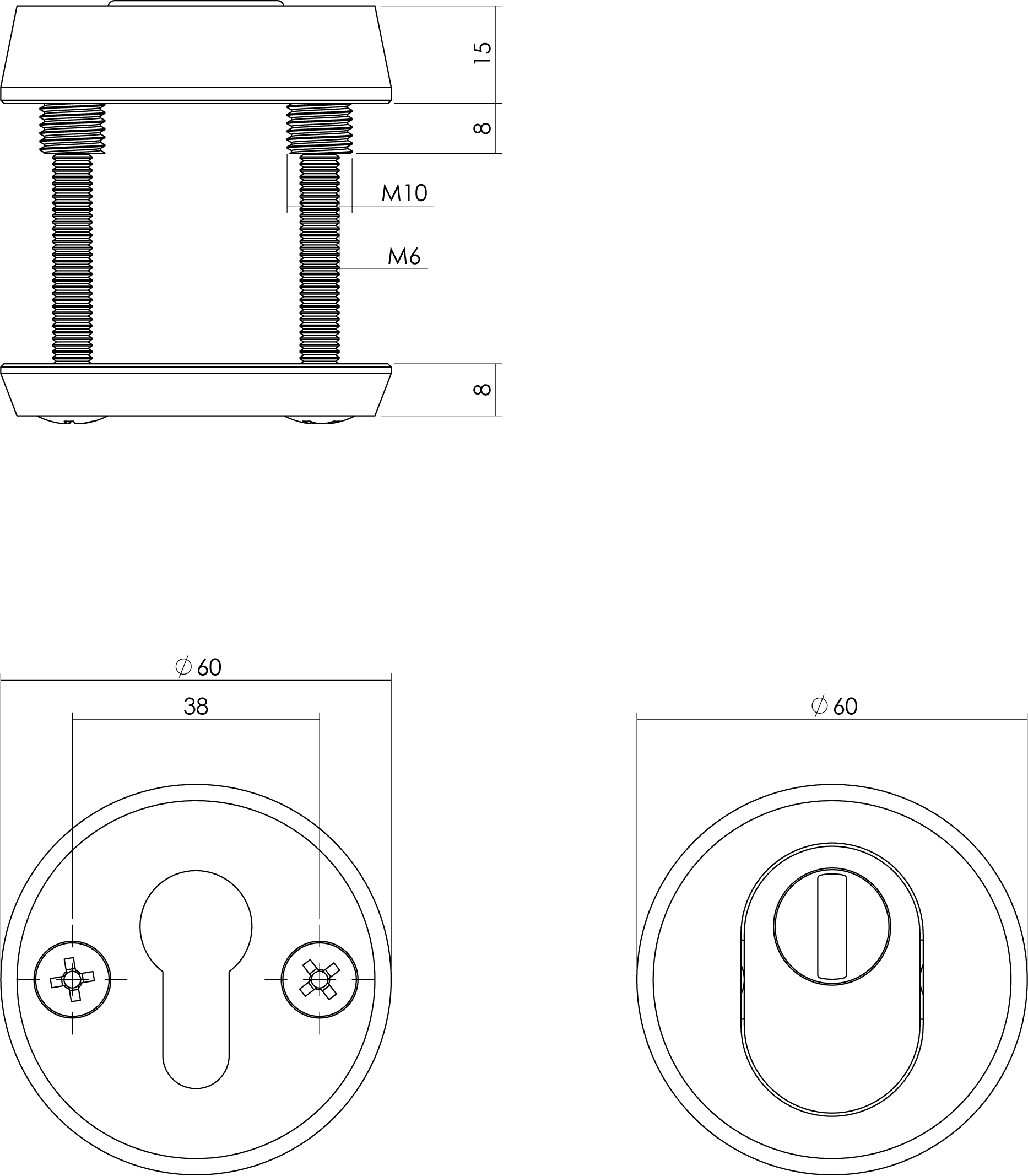 Veiligheidsrozet rond aluminium zwart - Per Set, foto 2 van 3