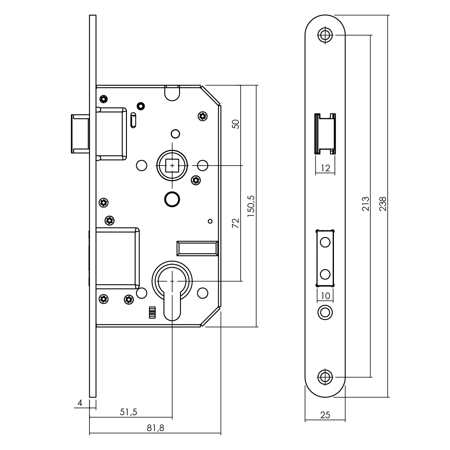 Veiligheidsslot SKG slot met 2 sterren PC72 Afgerond - Per stuk, foto 2 van 3