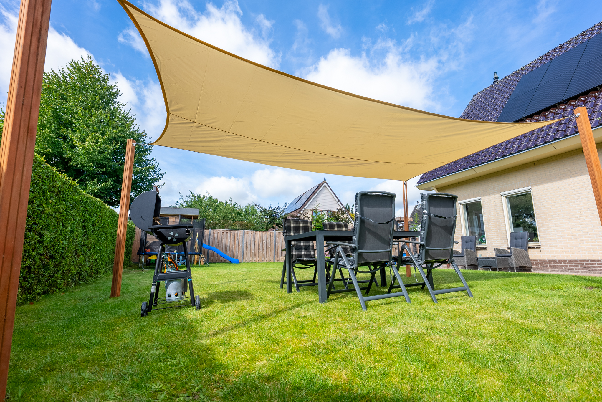 Schaduwdoek Waterdicht Rechthoek 4 x 5 m - 160gr/m2 - Beige - Per Stuk, foto 6 van 6