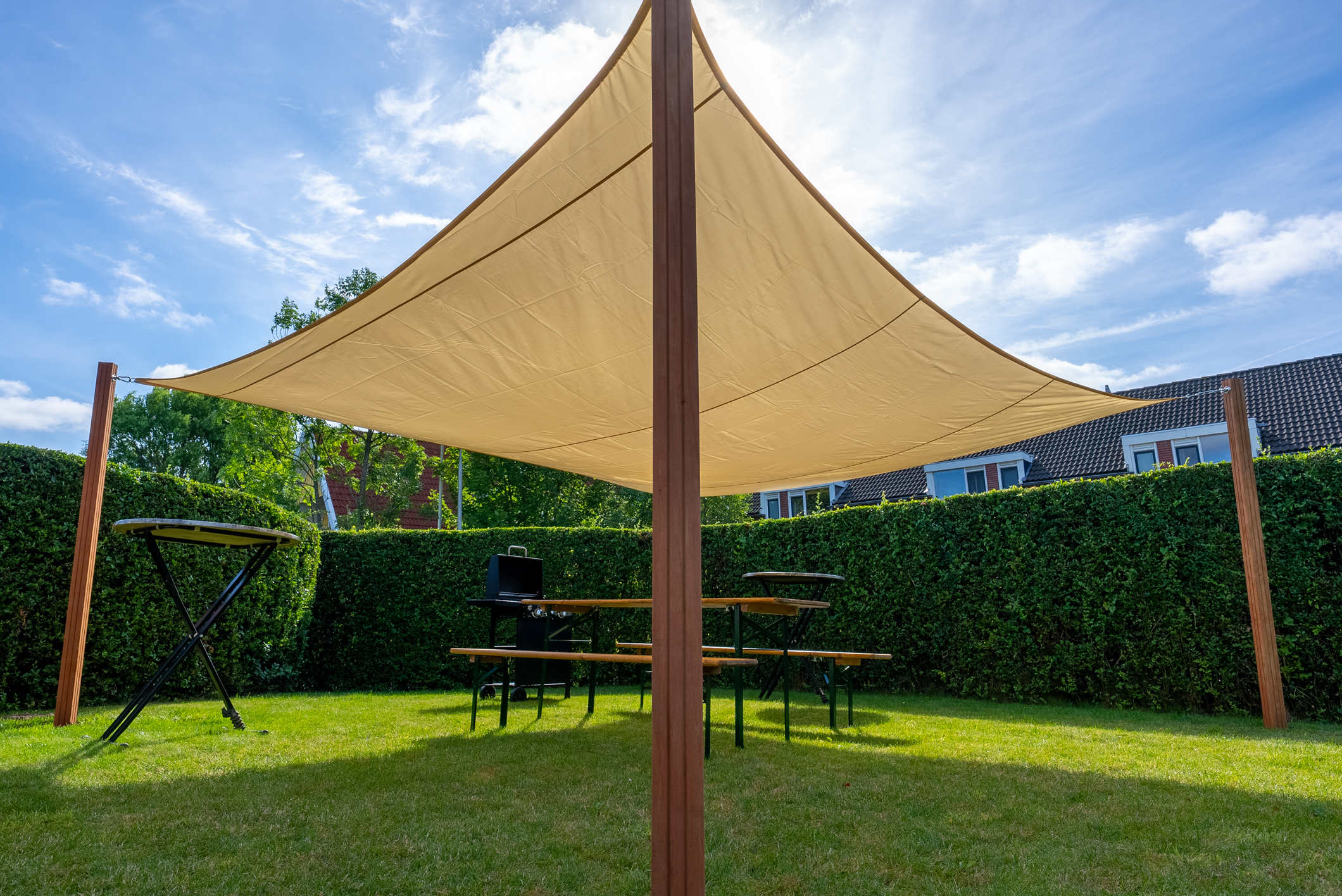 Schaduwdoek Waterdicht Vierkant 4 x 4 m - 160gr/m2 - Beige - Per Stuk, foto 5 van 6
