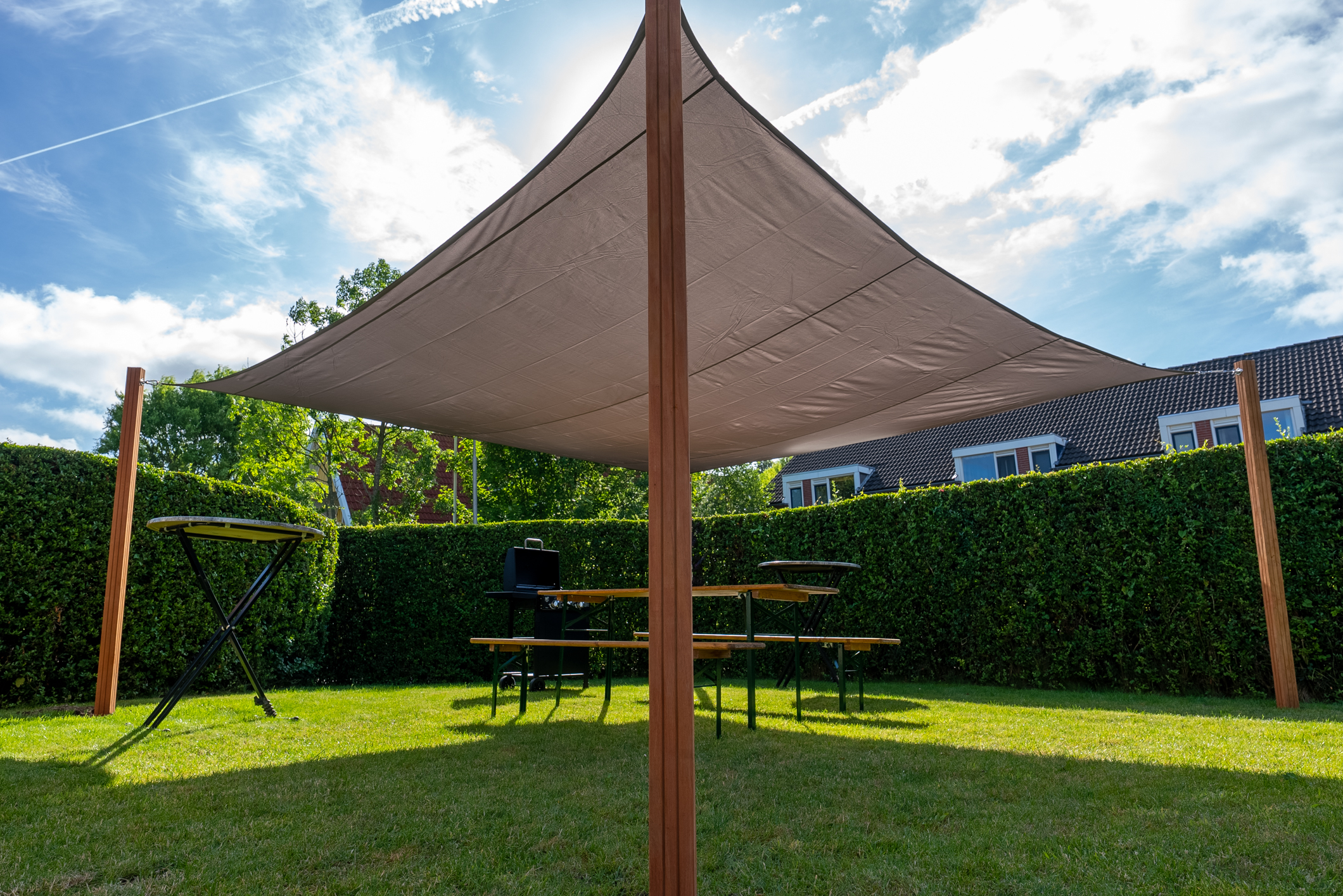 Schaduwdoek Waterdicht Vierkant 4 x 4 m - 160gr/m2 - Grijs, foto 5 van 6