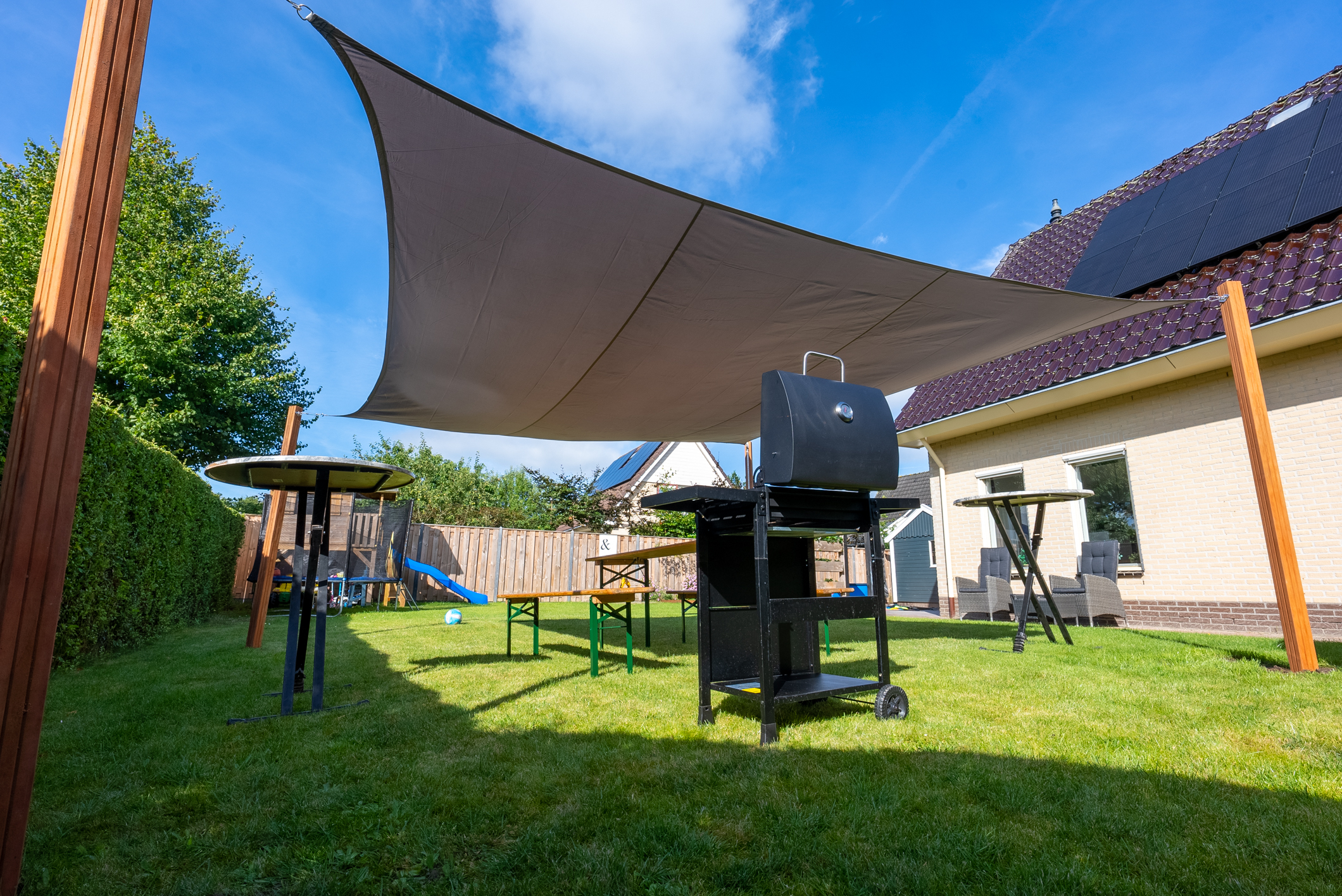 Schaduwdoek Waterdicht Vierkant 4 x 4 m - 160gr/m2 - Grijs, foto 6 van 6
