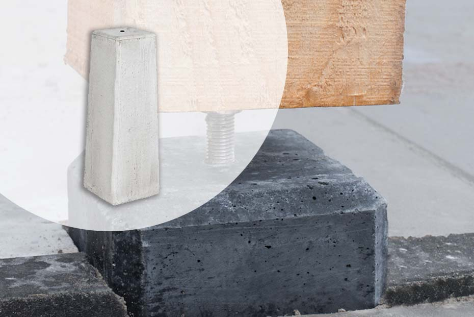 Betonpoer 15 x 15 x 50 cm Witgrijs Aflopend Model - Per Stuk, foto 3 van 3