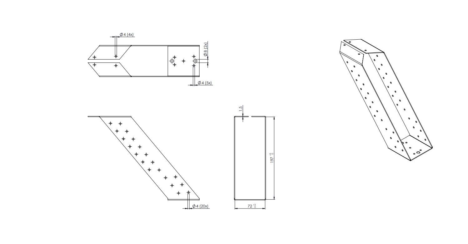 Gordinglas RVS voor Balk van 7 x 19.5 cm - Per Stuk, foto 2 van 2