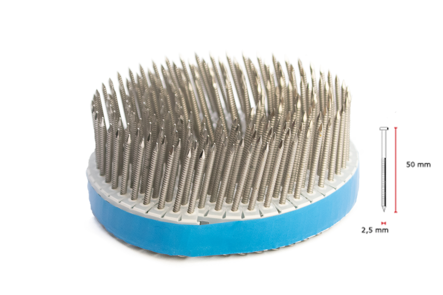 RVS Bolkopnagels op rol 2.5 x 50 mm - 200 Stuks Per Rol, foto 3 van 3