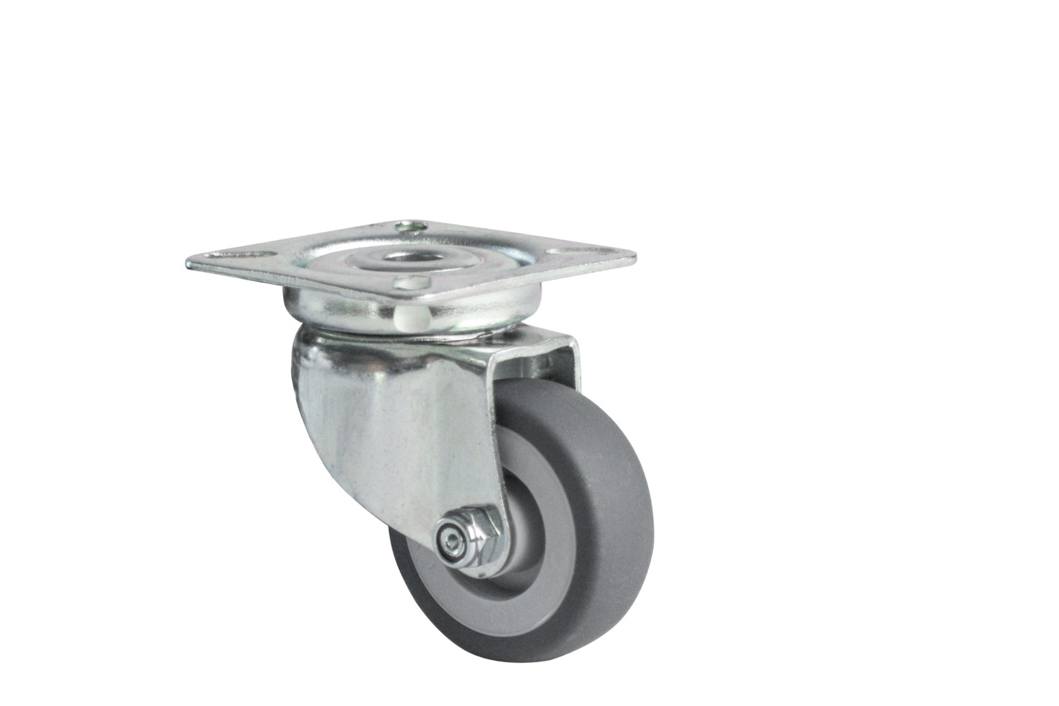 Zwenkwiel 50 mm Rubber met Plaat - Per Stuk