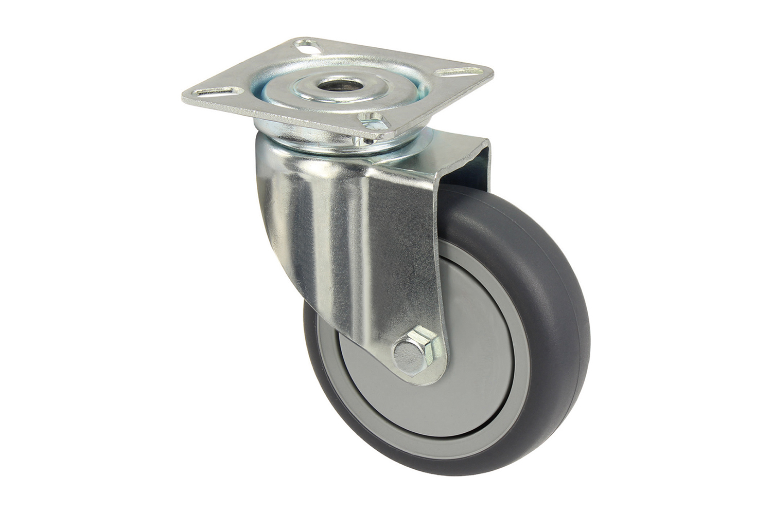 Zwenkwiel 75 mm Rubber met Plaat - Per Stuk