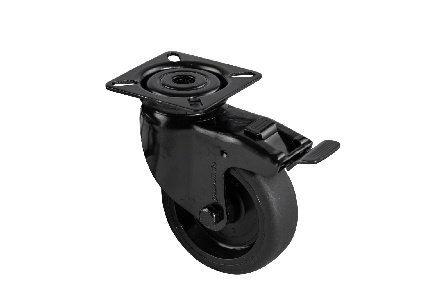 Zwenkwiel met rem Zwart 75 mm - Per Stuk