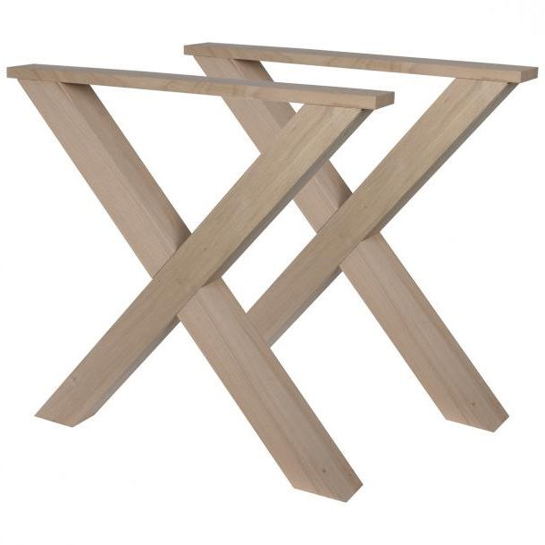Tafelpoot Hout Beuken X-vorm - 72 cm - Per Set