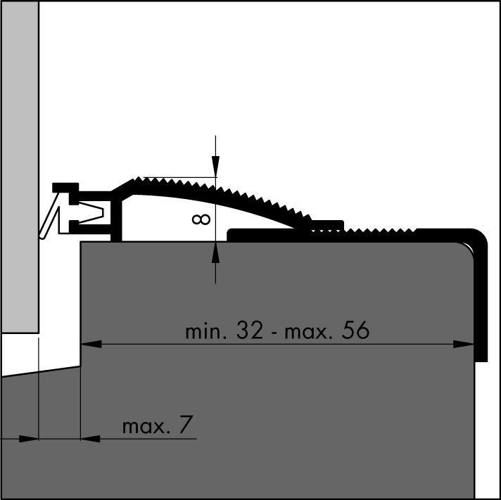 Slijtdorpel Aluminium 100 cm voor Dorpel van 32 tot 56 mm - Per Stuk, foto 2 van 2