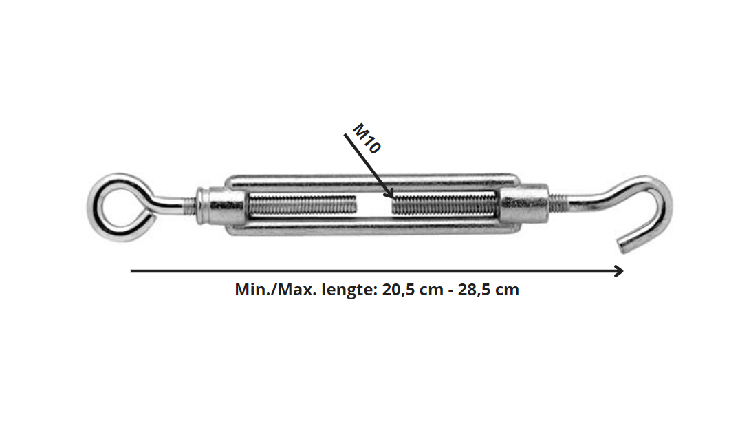 Spanschroef Haak-Oog M10 x 125 mm Verzinkt - Per Stuk, foto 2 van 2