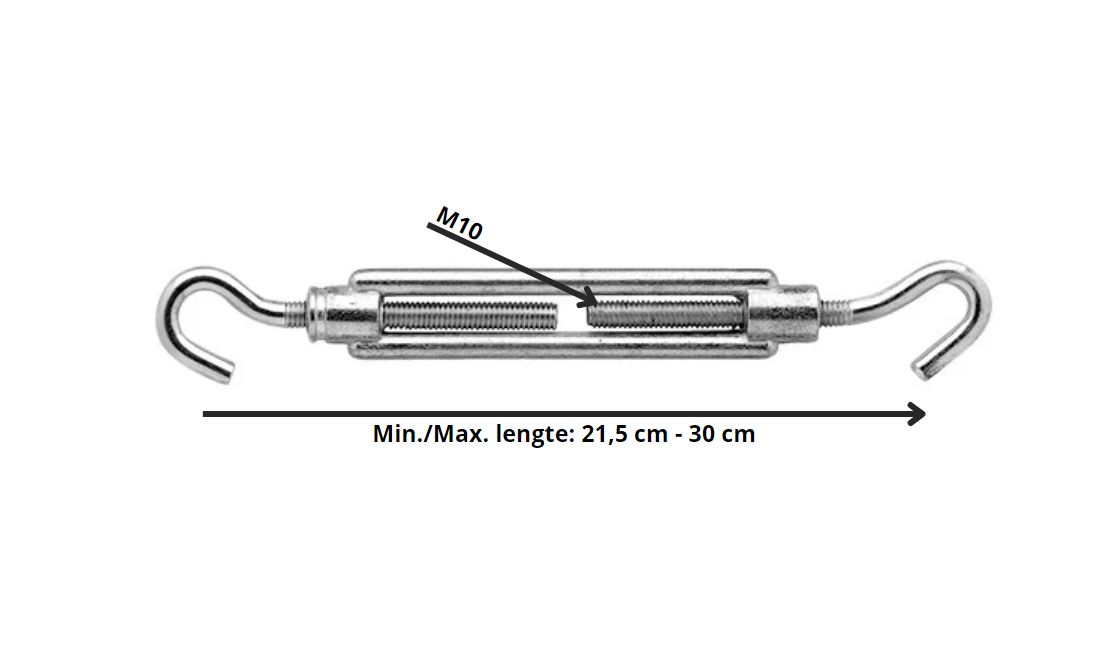 Spanschroef Haak-Haak M10 x 125 mm Verzinkt - Per Stuk, foto 2 van 2