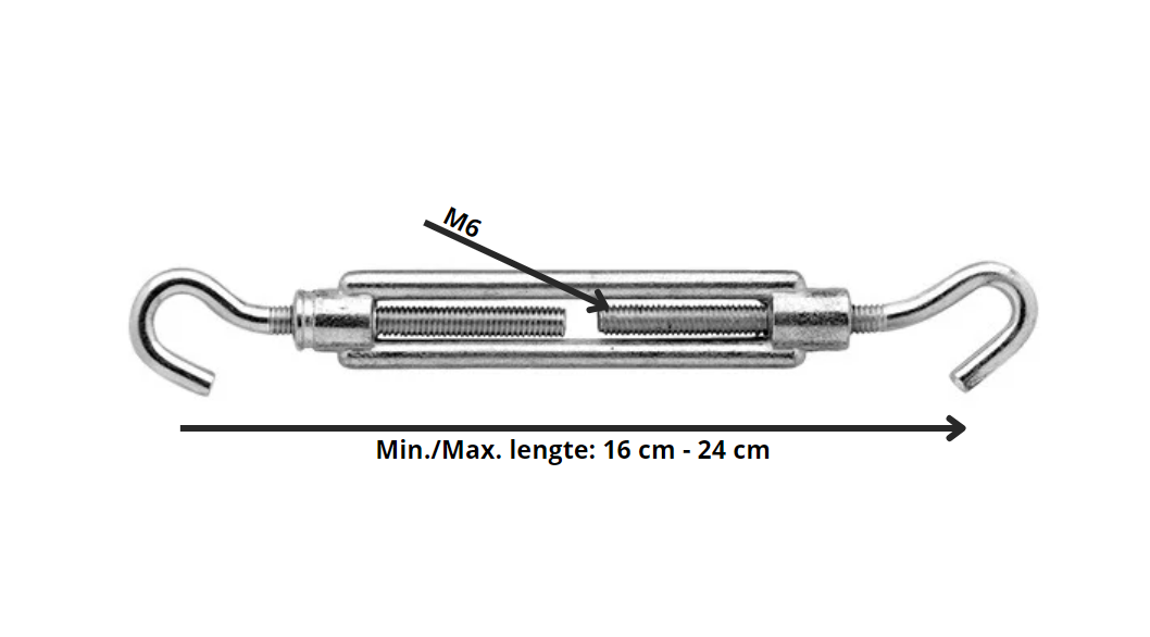 Spanschroef Haak-Haak M6 x 110 mm Verzinkt - Per Stuk, foto 2 van 2