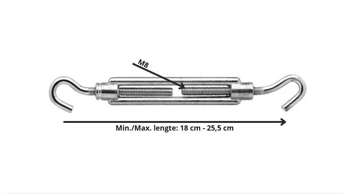 Spanschroef Haak-Haak M8 x 110 mm Verzinkt - Per Stuk, foto 2 van 2