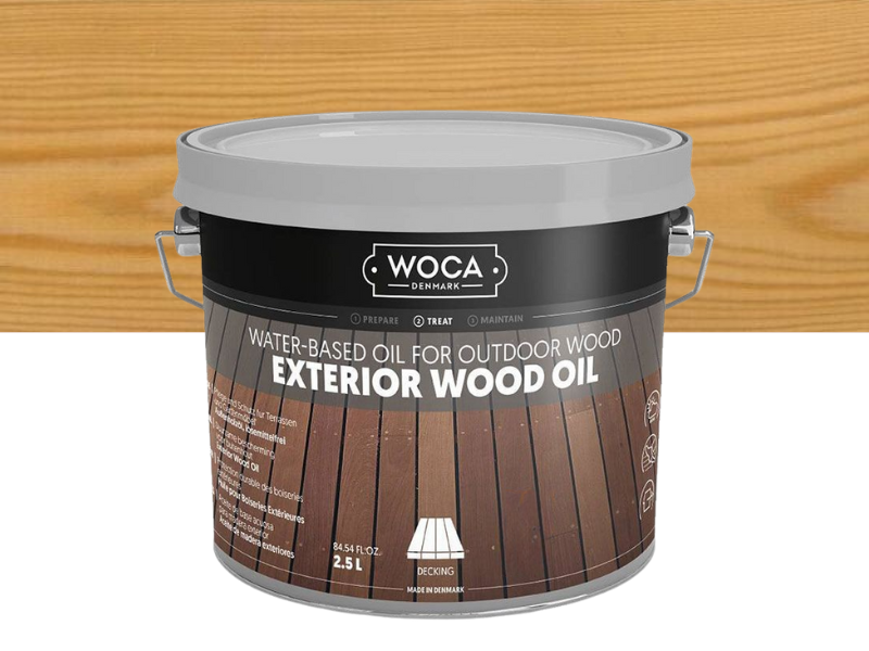 Woca Exterior oil Naturel - Hout olie voor Thermo, Ayous, Bamboe en meer! 2,5 Liter