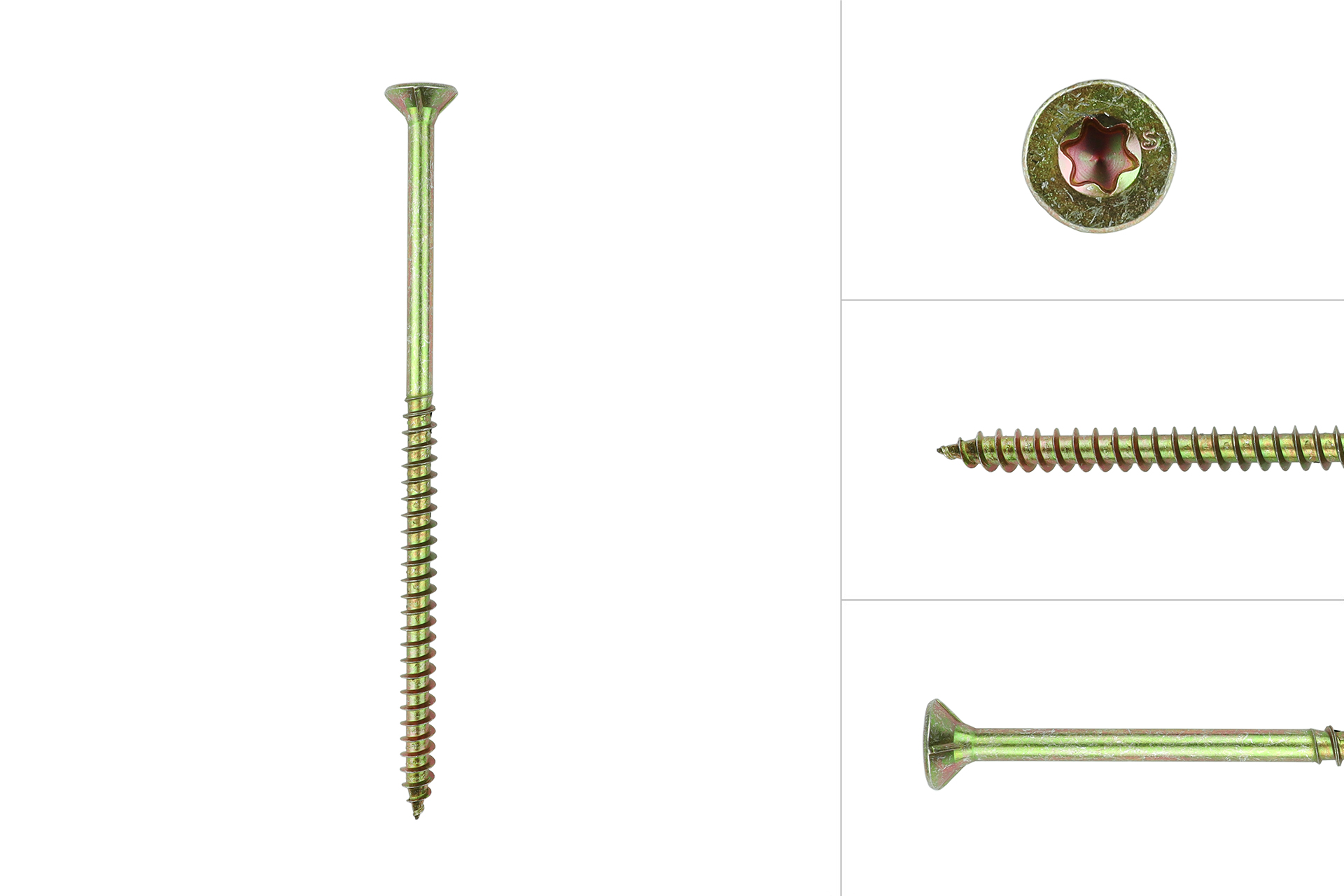 Spaanplaatschroeven Geel Verzinkt 6 x 140 mm Torx 30 met snijpunt - Doos 100 Stuks