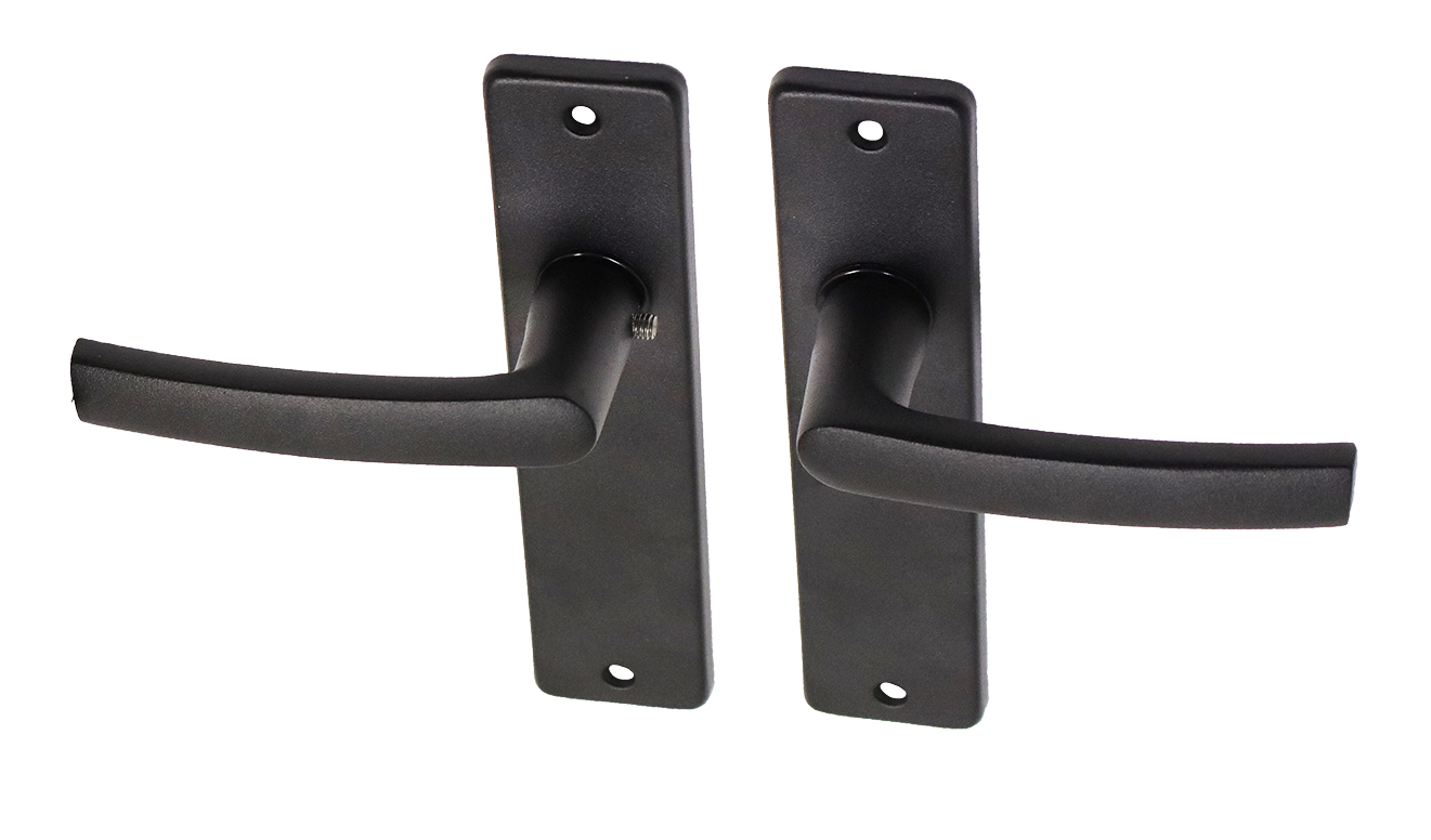 Zwarte deurklinken met schild aluminium blokmodel Blind - Per Set