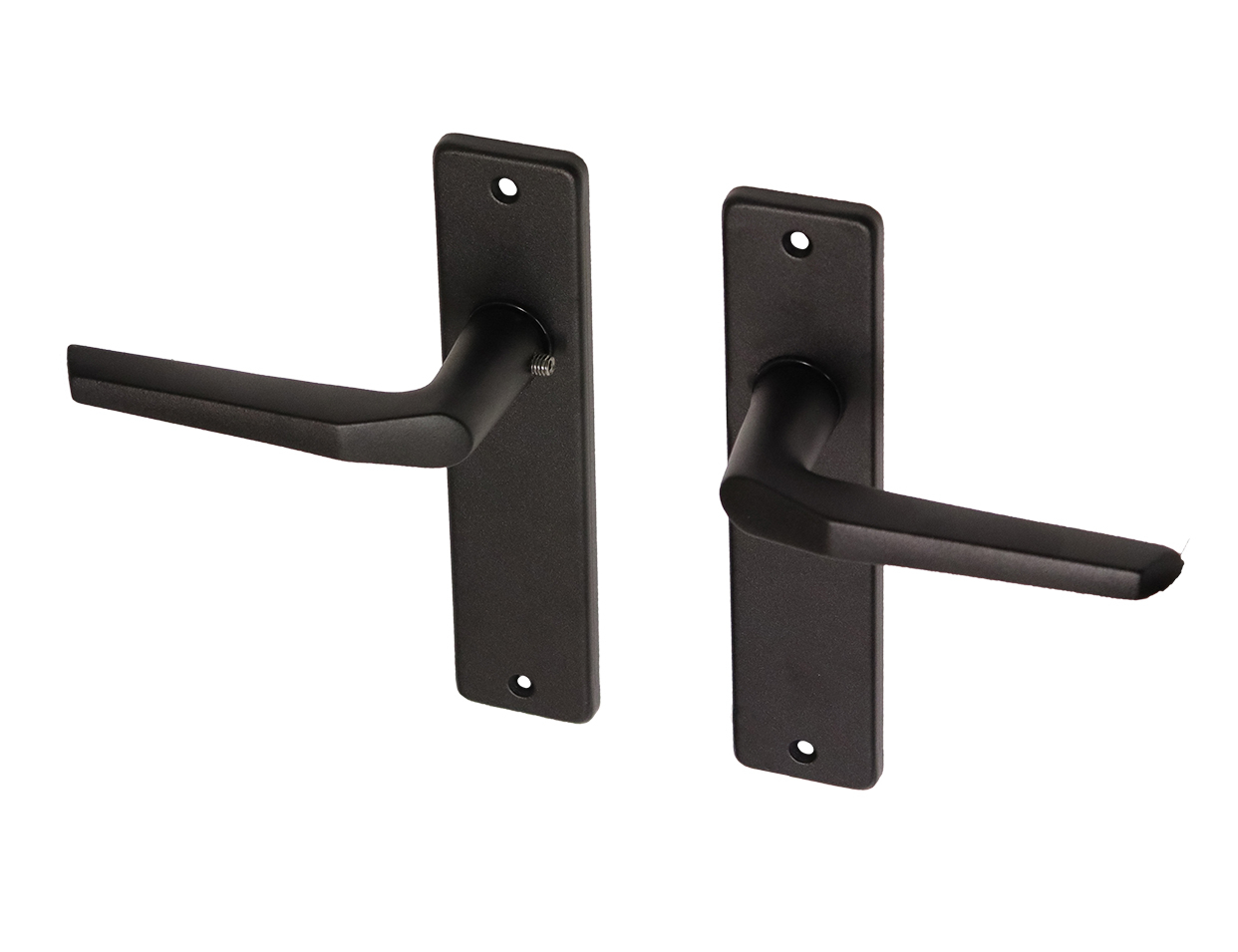 Zwarte deurklinken met schild aluminium duimmodel Blind - Per Set