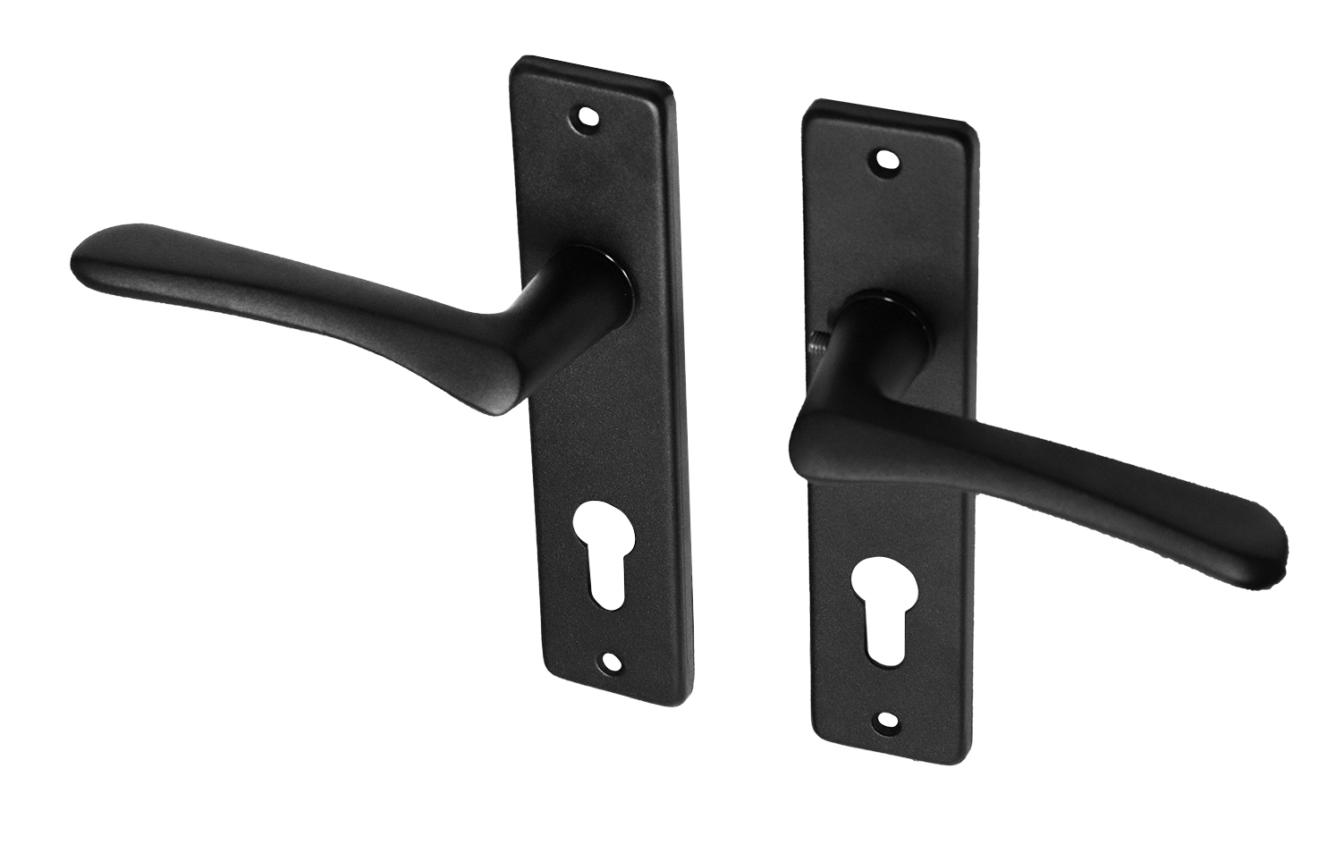 Zwarte deurklinken met schild aluminium vlindermodel PC72 - Per Set