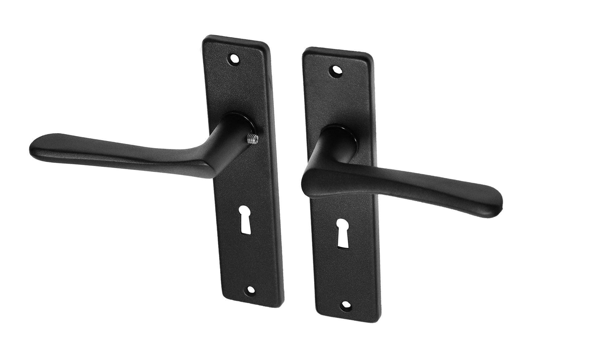 Zwarte deurklinken met schild aluminium vlindermodel SL56 - Per Set
