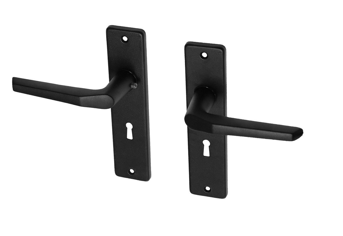 Zwarte deurklinken met schild aluminium duimmodel SL56 - Per Set
