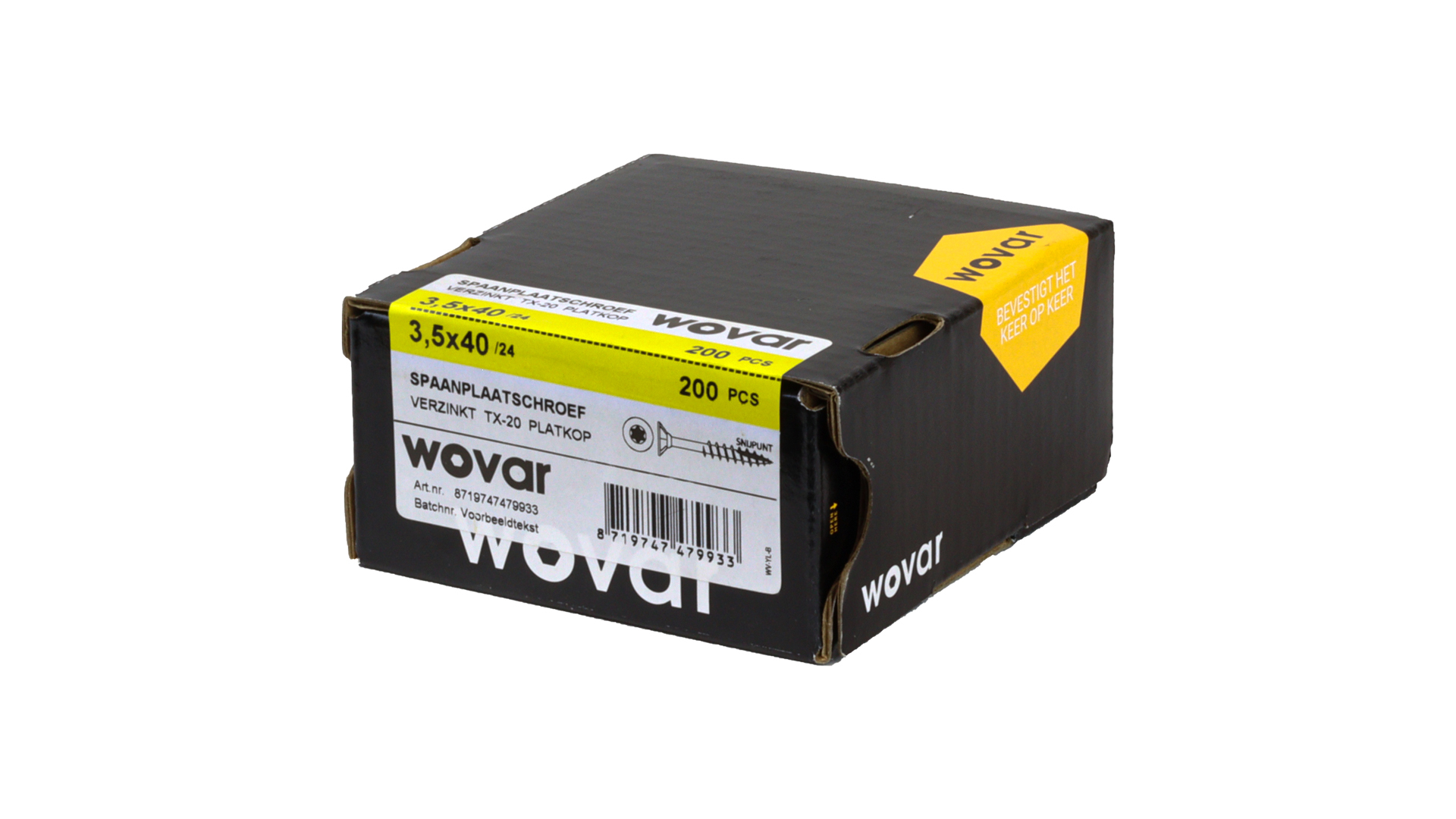 Spaanplaatschroeven Verzinkt 3,5 x 40 mm Torx 15 Deeldraad - Doos 200 Stuks, foto 3 van 4