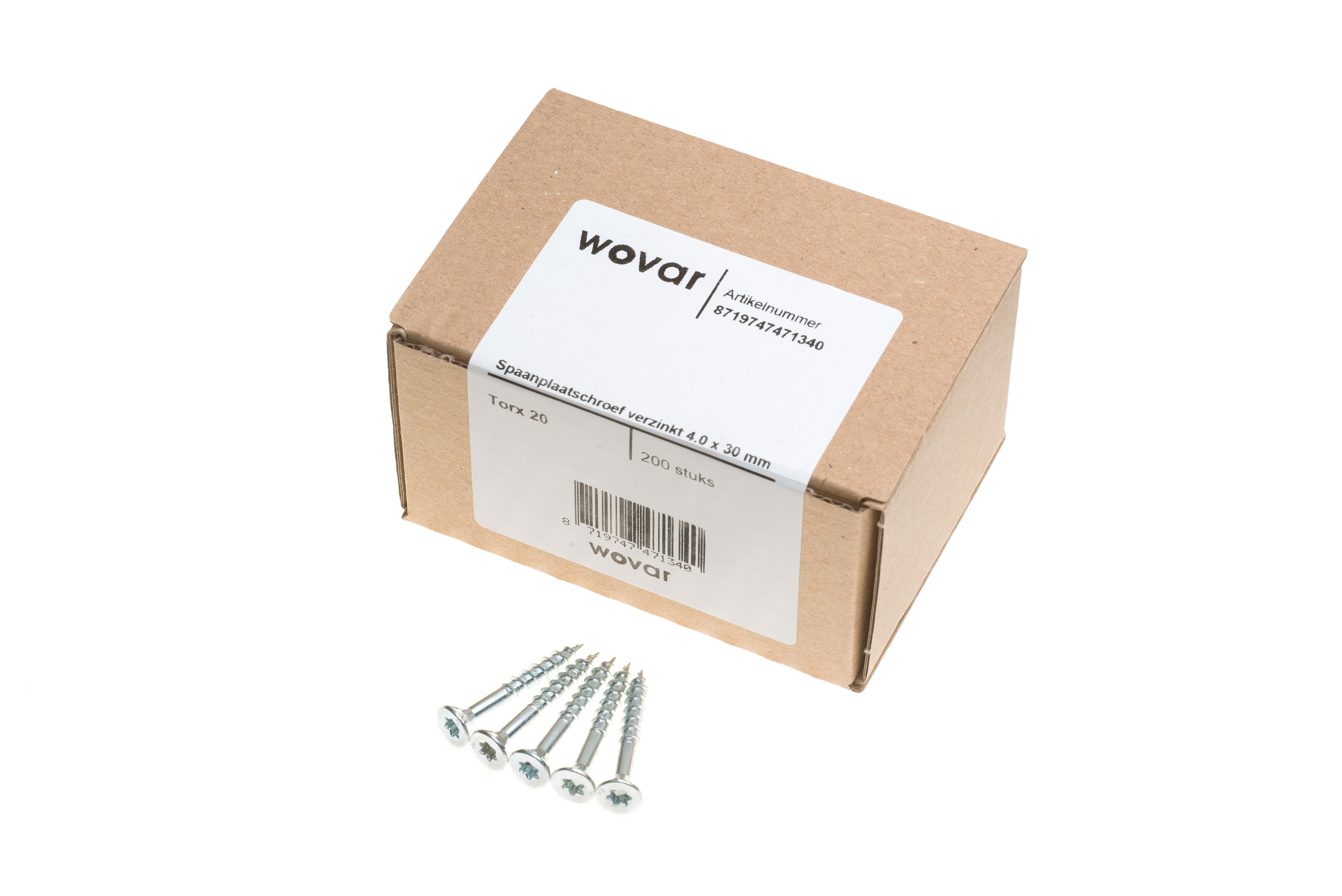 Spaanplaatschroeven Verzinkt 4 x 30 mm Torx 20 Deeldraad - Doos 200 Stuks, foto 3 van 4