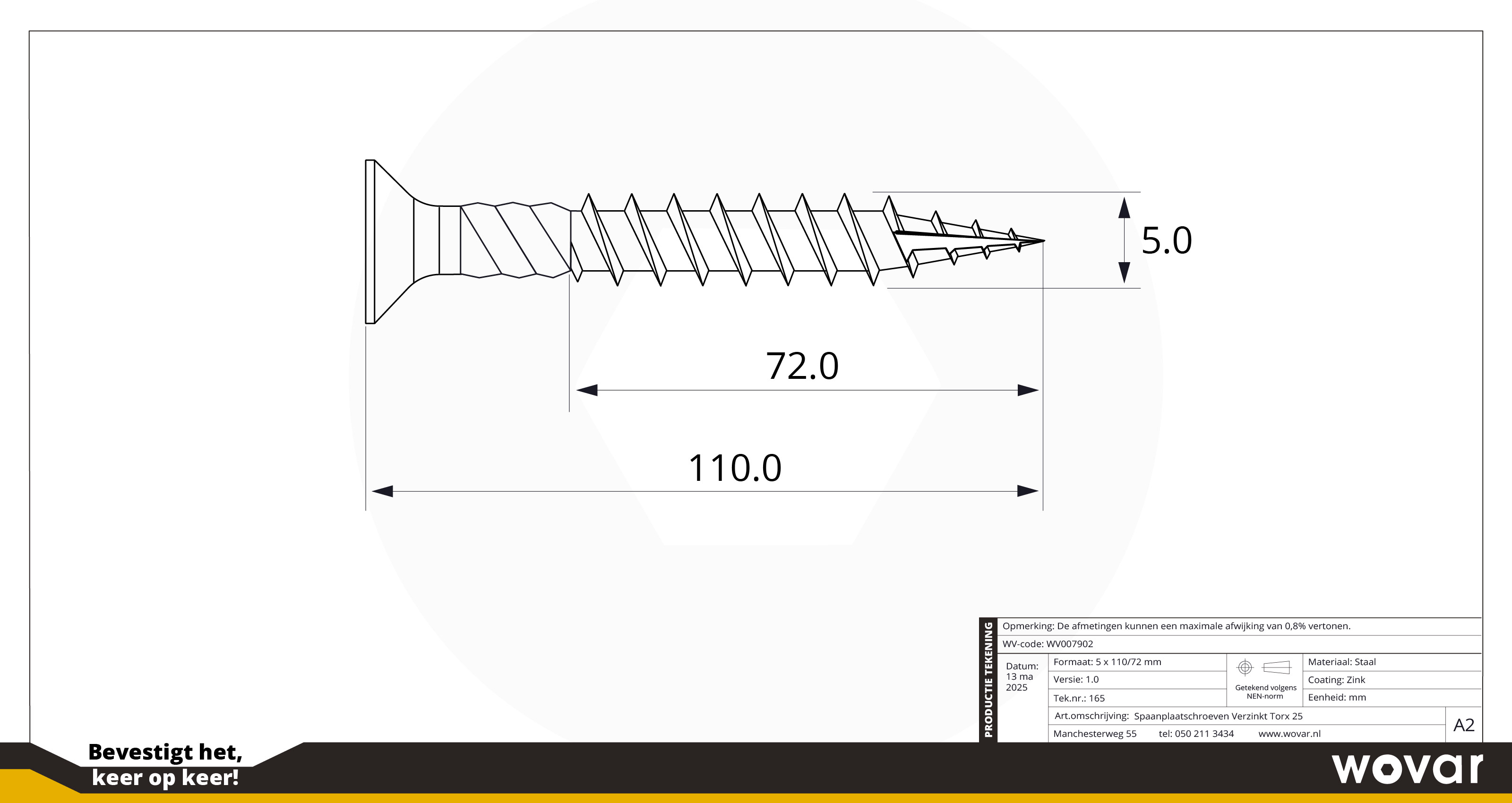 Spaanplaatschroeven Verzinkt 5 x 110 mm Torx 25 Deeldraad - Doos 200 Stuks, foto 3 van 3