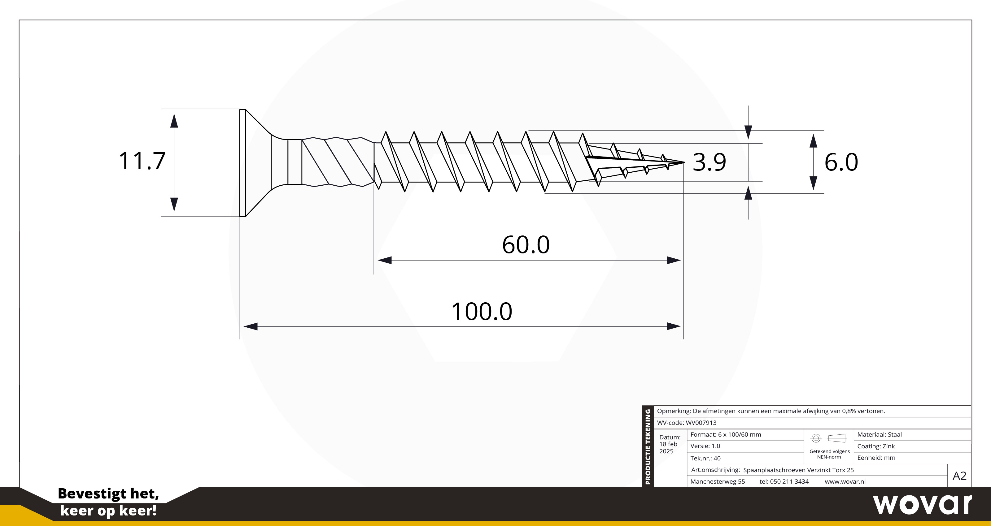 Spaanplaatschroeven Verzinkt 6 x 100 mm Torx 30 Deeldraad - Doos 100 Stuks, foto 4 van 4