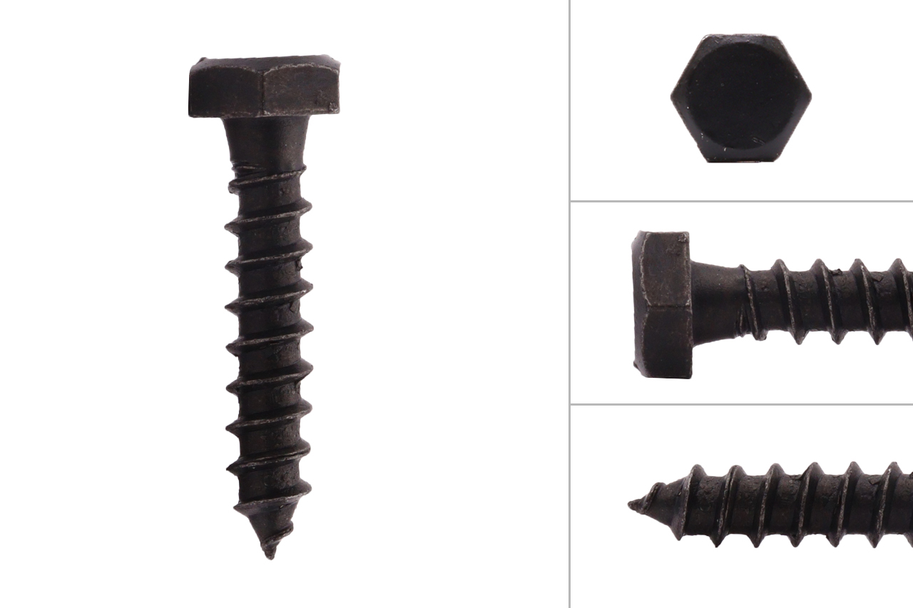 Houtdraadbouten Zwart M6 x 30 mm - Doos 25 stuks