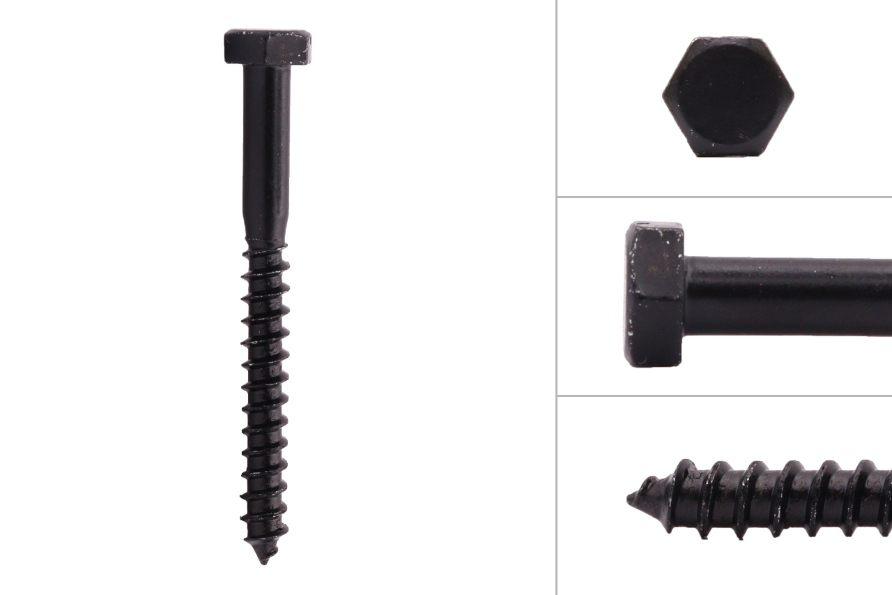 Houtdraadbouten Zwart M6 x 60 mm - Doos 25 stuks