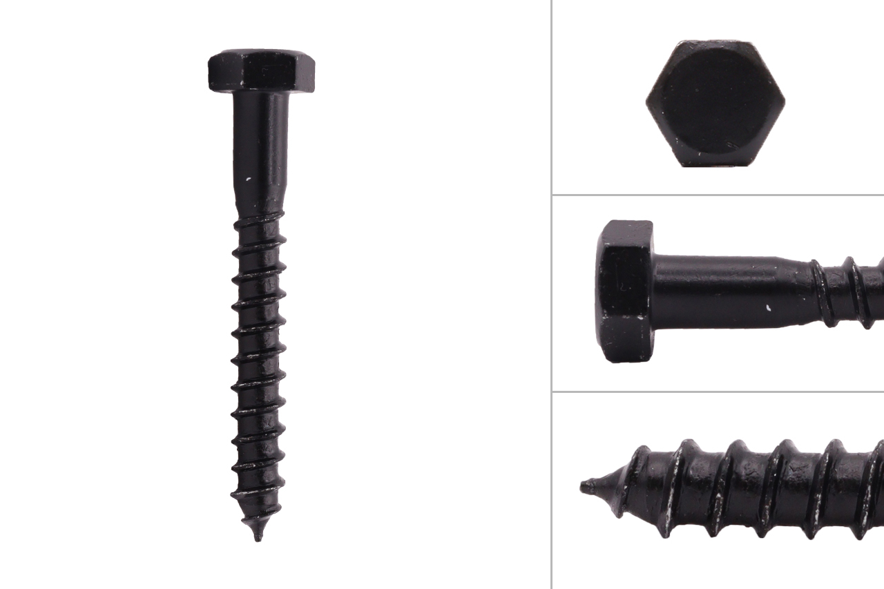 Houtdraadbouten Zwart M8 x 60 mm - Doos 25 stuks
