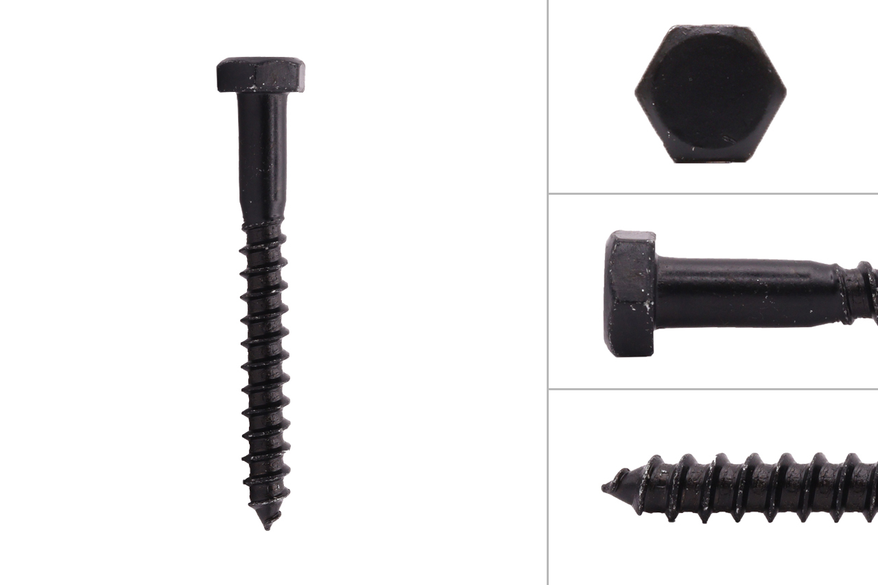 Houtdraadbouten Zwart M8 x 70 mm - Per 10 Stuks