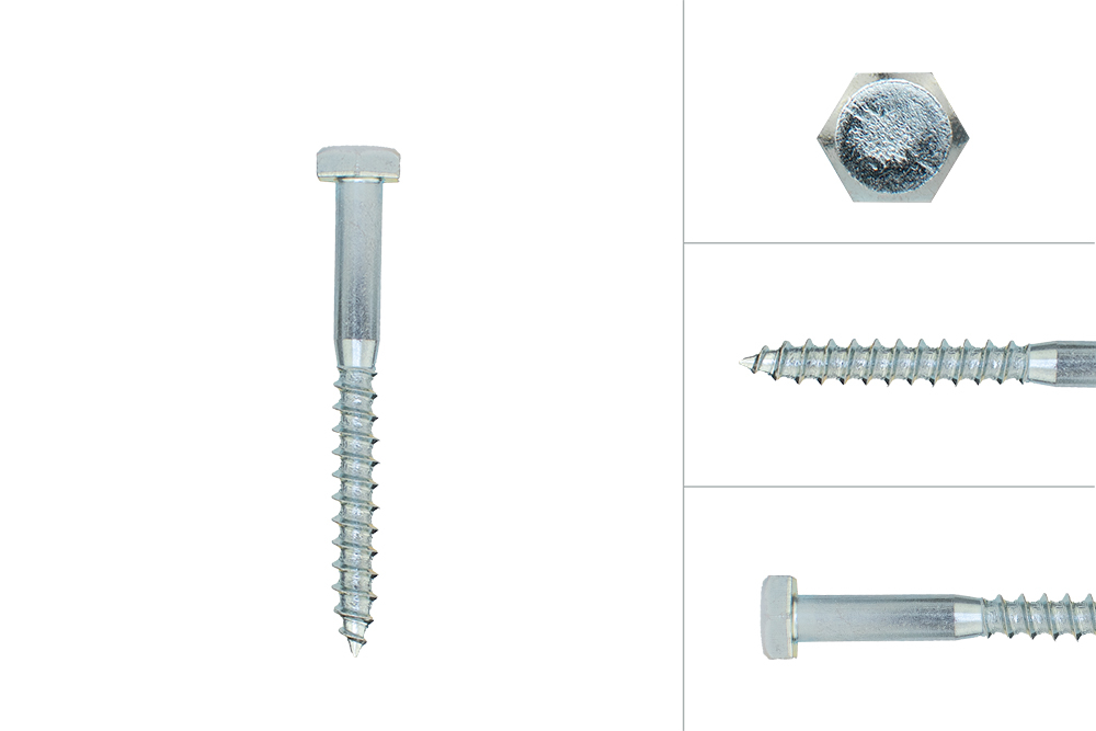 Houtdraadbouten Verzinkt M6 x 55 mm - Doos 200 stuks