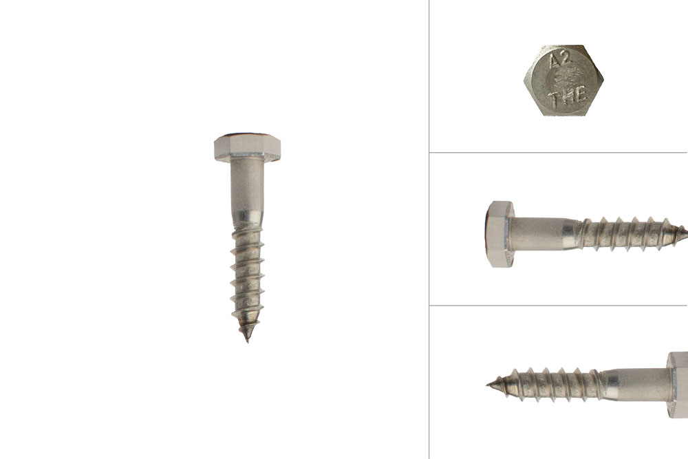 Houtdraadbouten RVS M6 x 30 mm - Doos 200 stuks