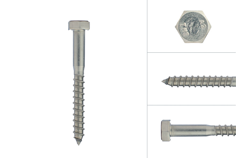 Houtdraadbouten RVS M8 x 70 mm - Doos 100 stuks