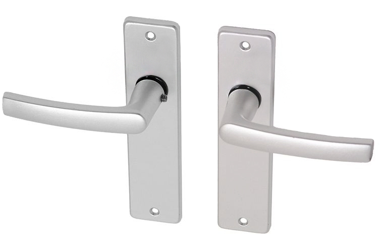 Deurkruk met schild aluminium blokmodel Blind - Per Set