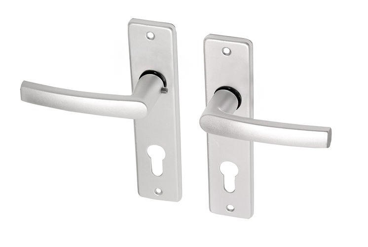 Deurkruk met schild aluminium blokmodel PC72 - Per Set