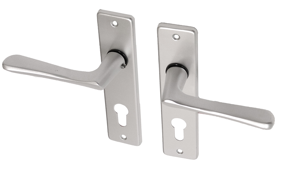 Deurkruk met schild aluminium vlindermodel PC72 - Per Set