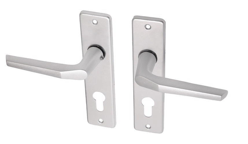 Deurkruk met schild aluminium duimmodel PC72 - Per Set