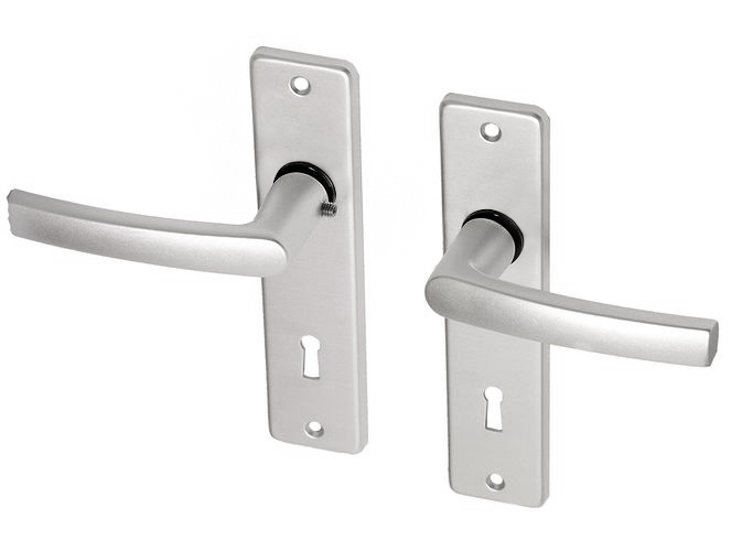 Deurkruk met schild aluminium blokmodel SL72 - Per Set