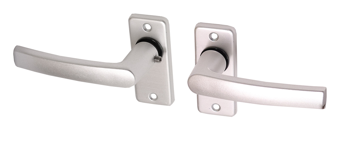 Deurkruk op rozet aluminium rechthoekig blokmodel - Per Set