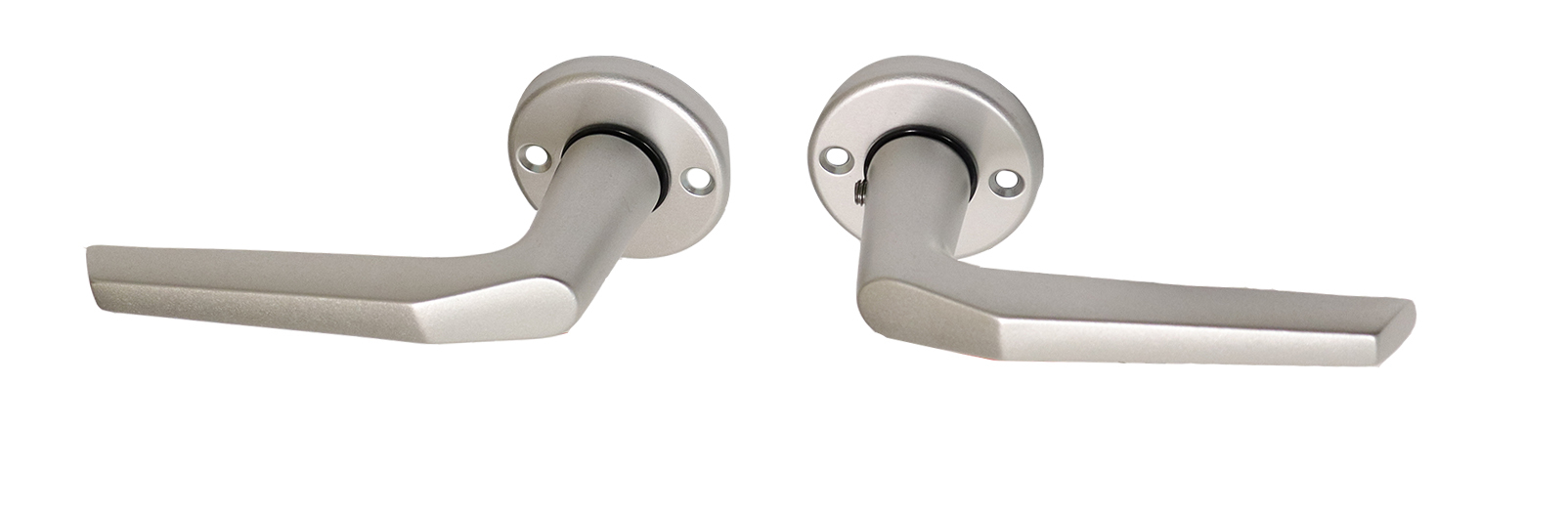 Deurkruk op rozet rond aluminium rond duimmodel - Per Set