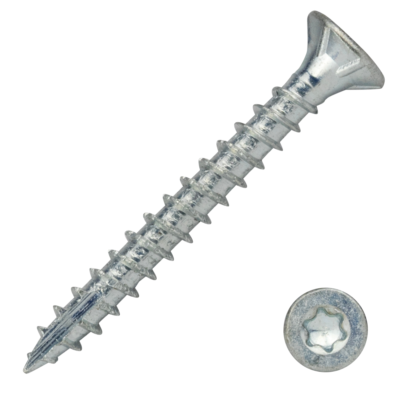 Spaanplaatschroeven Verzinkt 3,5 x 30 mm Torx 15 Voldraad - Doos 200 Stuks