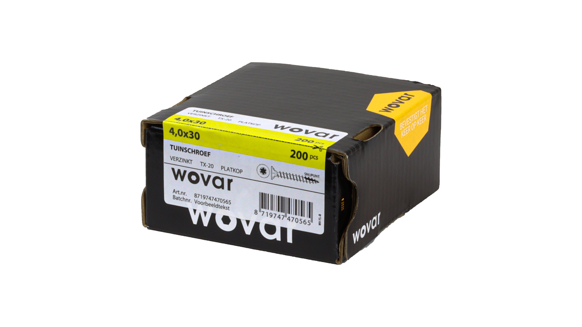 Spaanplaatschroeven Verzinkt 4 x 30 mm Torx 20 Voldraad - Doos 200 Stuks, foto 3 van 4