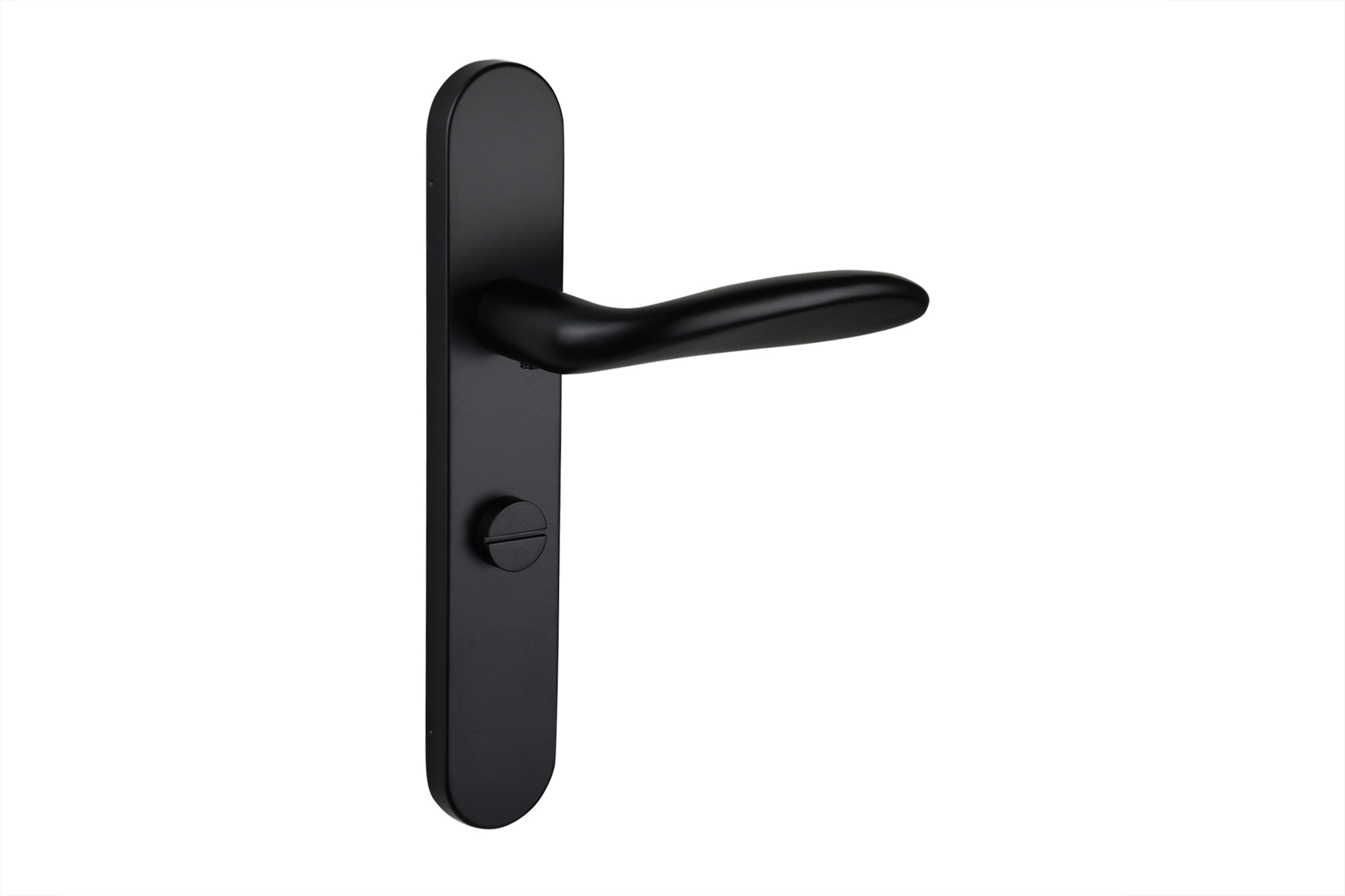 Lavuzo deurkruk Benevento Zwart met afgerond schild WC63/8 badkamersluiting - Per set